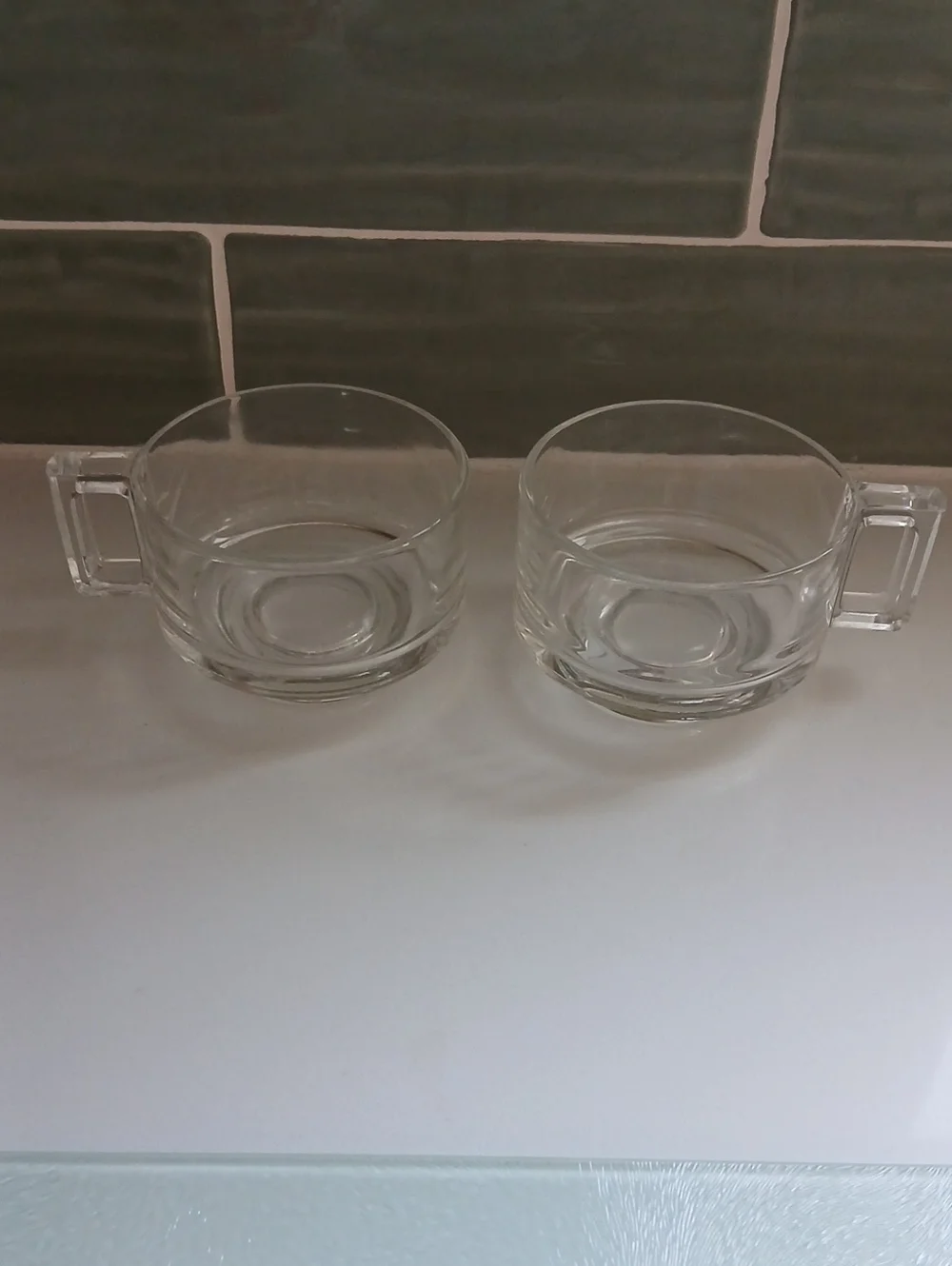 Arno MCM Glass Coffee Cups with Square Handles - Set of 2